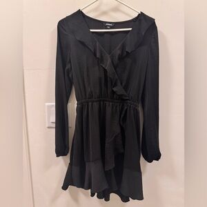 Express Black Ruffle Mini Dress